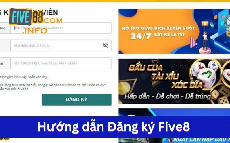 Bước tạo lập tài khoản đơn giản khi truy cập link trang chủ Five88