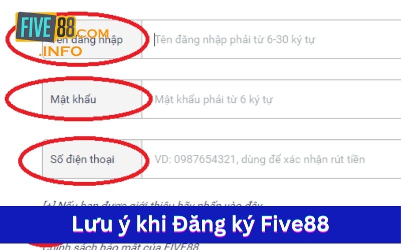 Lưu ý trong việc thực hiện thao tác đăng ký nhà cái Five88